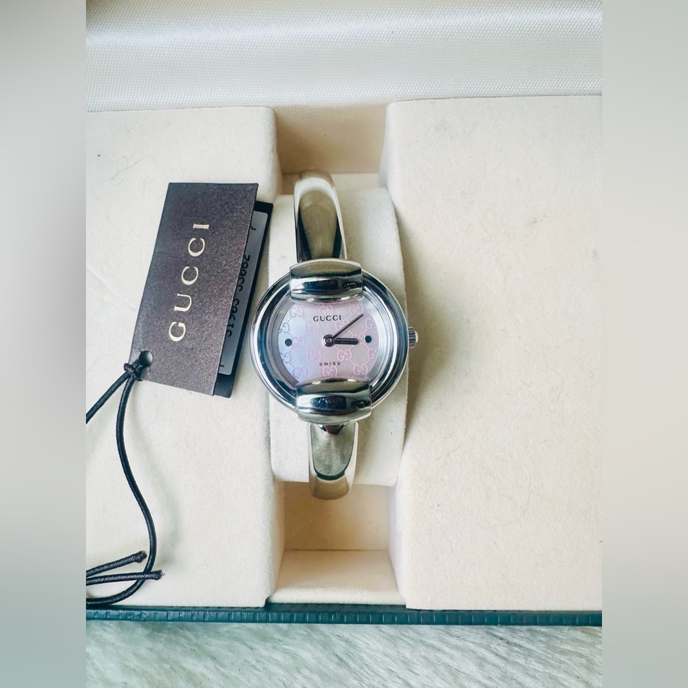 Authentic Gucci Silvertone Bangle Watch - image 2